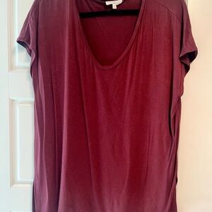 LOFT Deep Wine Short Sleeve Tee
